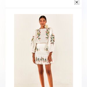 Farm Rio Pitanga embroidery mini skirt size small